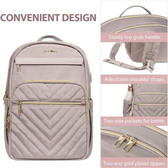15.6 Inch Laptop Backpack for Women Work Bag Fashion with USB Port, Waterproof - Picture 6 of 6